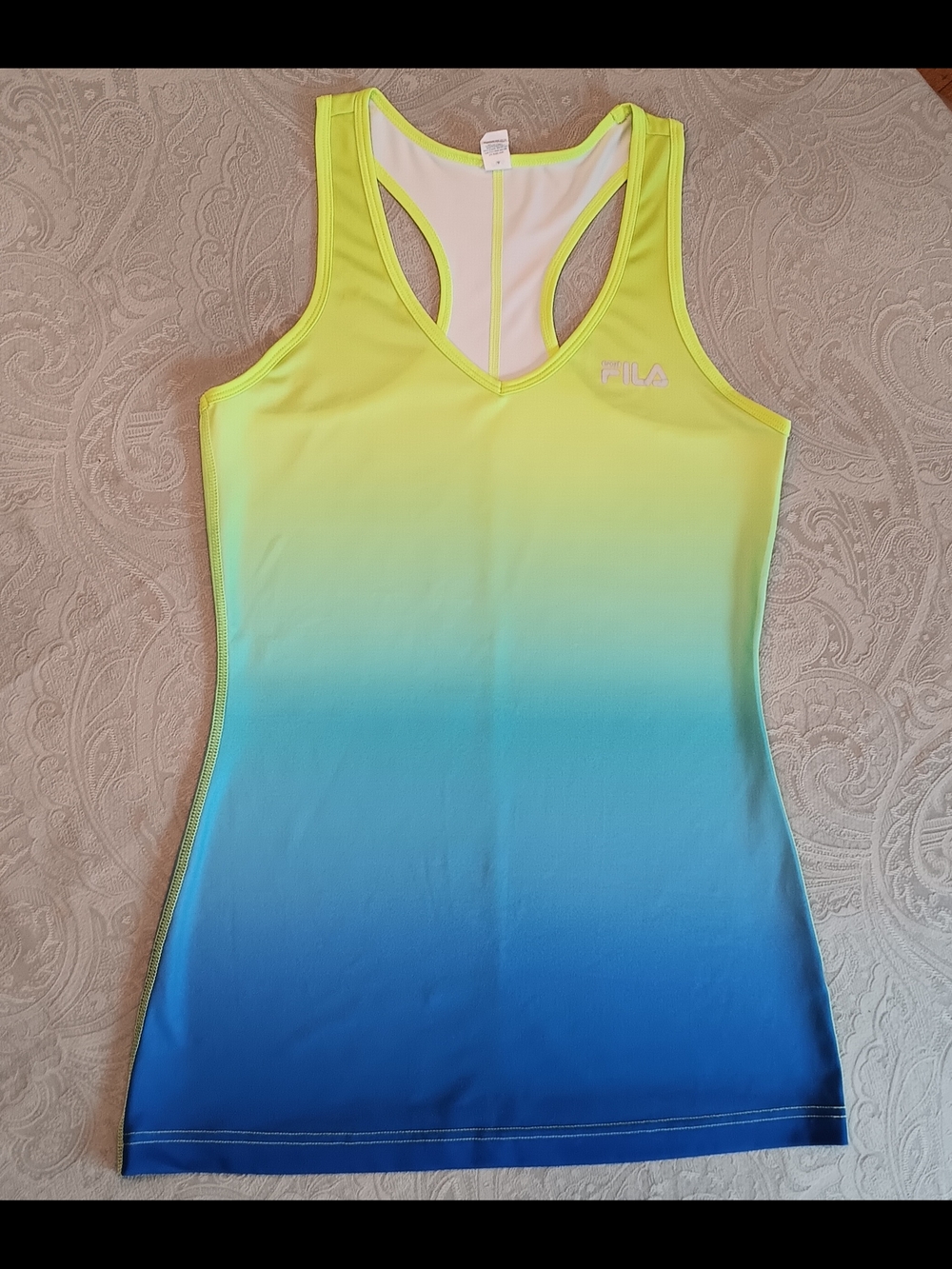 FILA Women's Yellow to Blue Gradient Racerback Tank